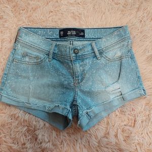 Hollister Low Rise Distressed Jean Short - Size 00 w23 - white spots print